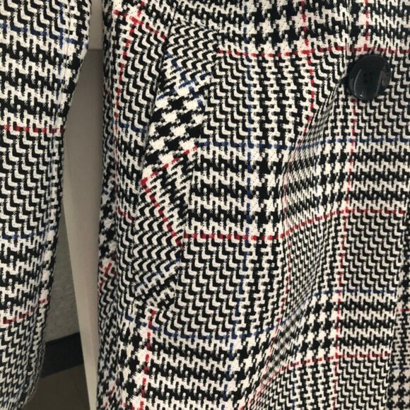 Sigrid Olsen New Fusion Plaid 2 Button Notch Collar Coat Blk White Red Sz 12 NWT - Picture 6 of 15